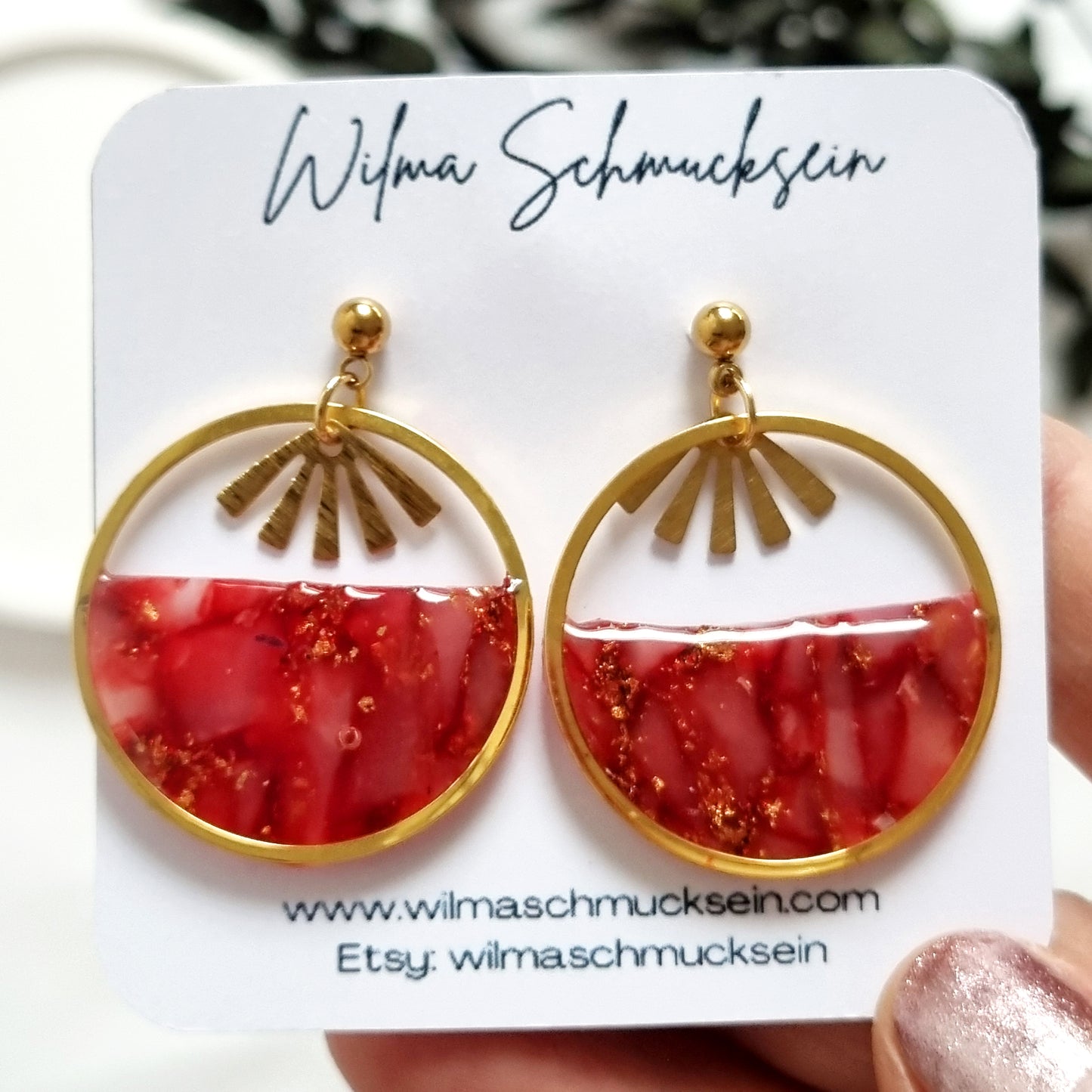 Ohrstecker Rot Gold