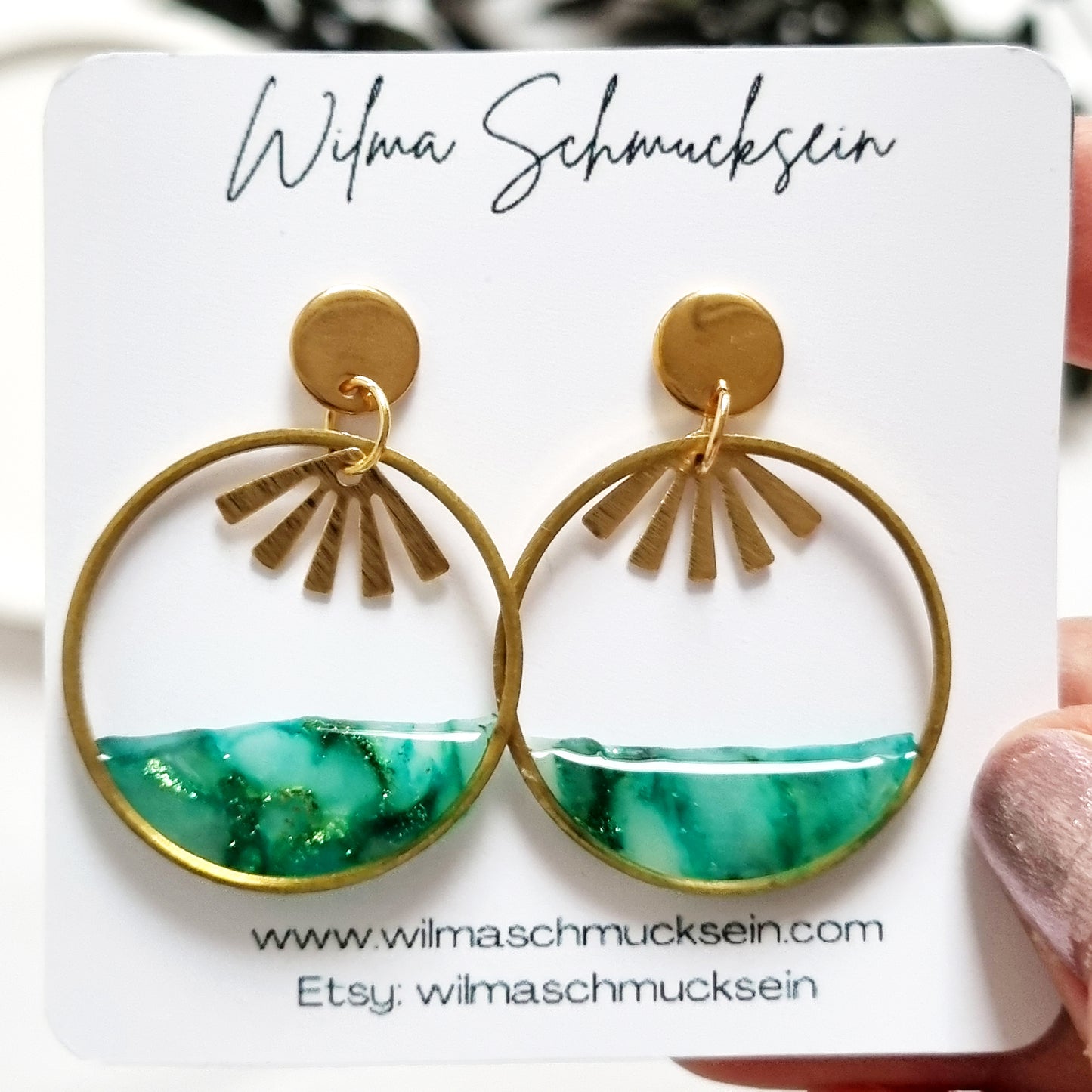Ozean Ohrstecker Türkis Gold