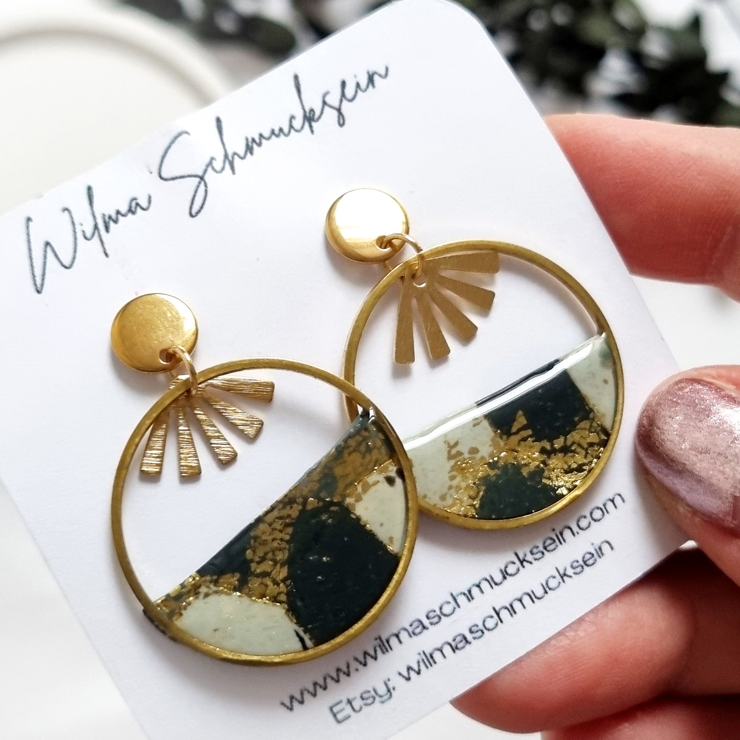 Ohrringe Schwarz Weiß Gold