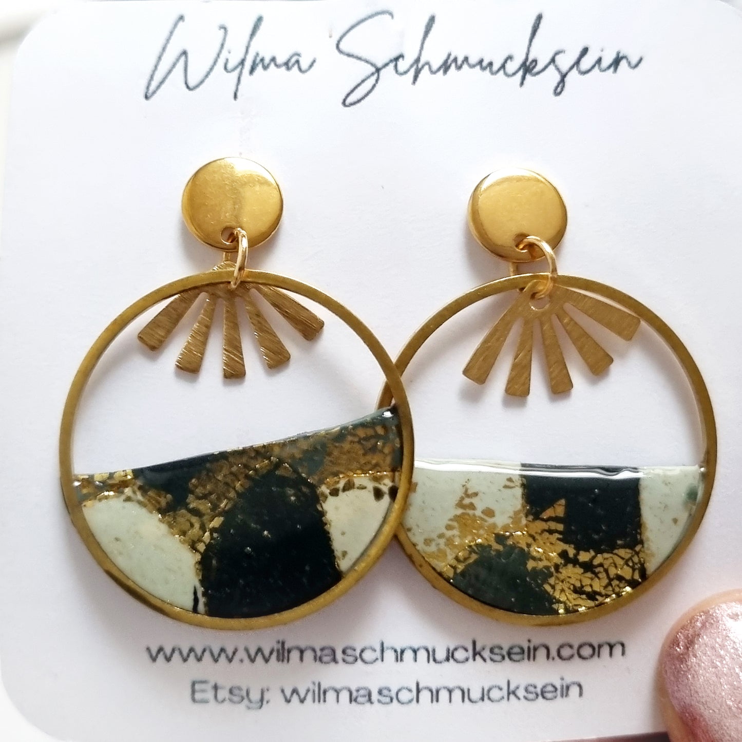 Ohrringe Schwarz Weiß Gold