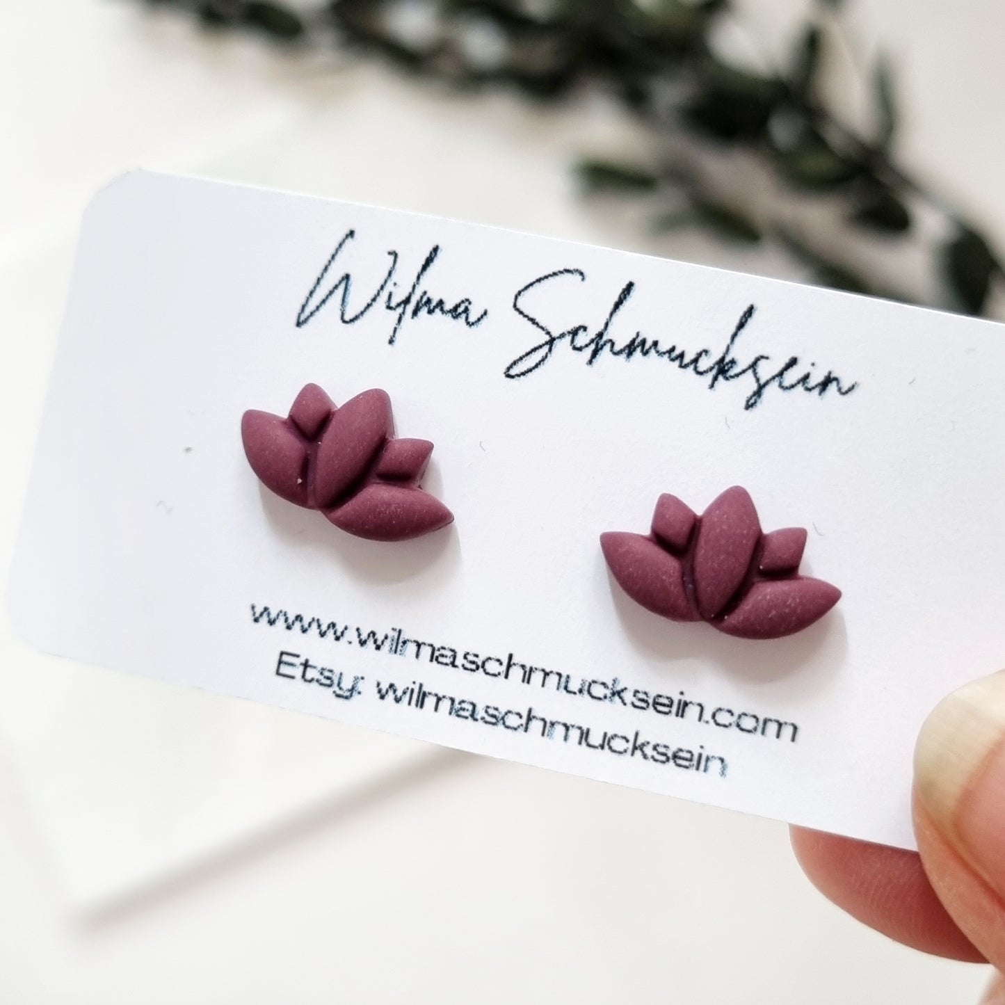 Polymer Clay Ohrstecker kleiner Lotus