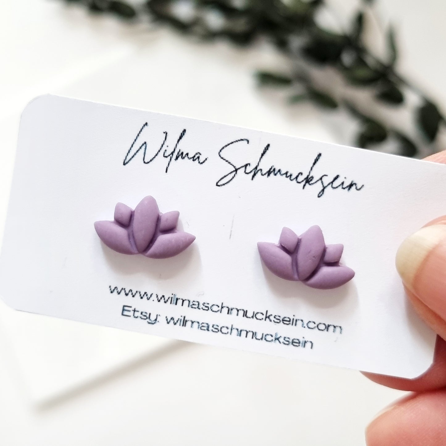 Polymer Clay Ohrstecker kleiner Lotus
