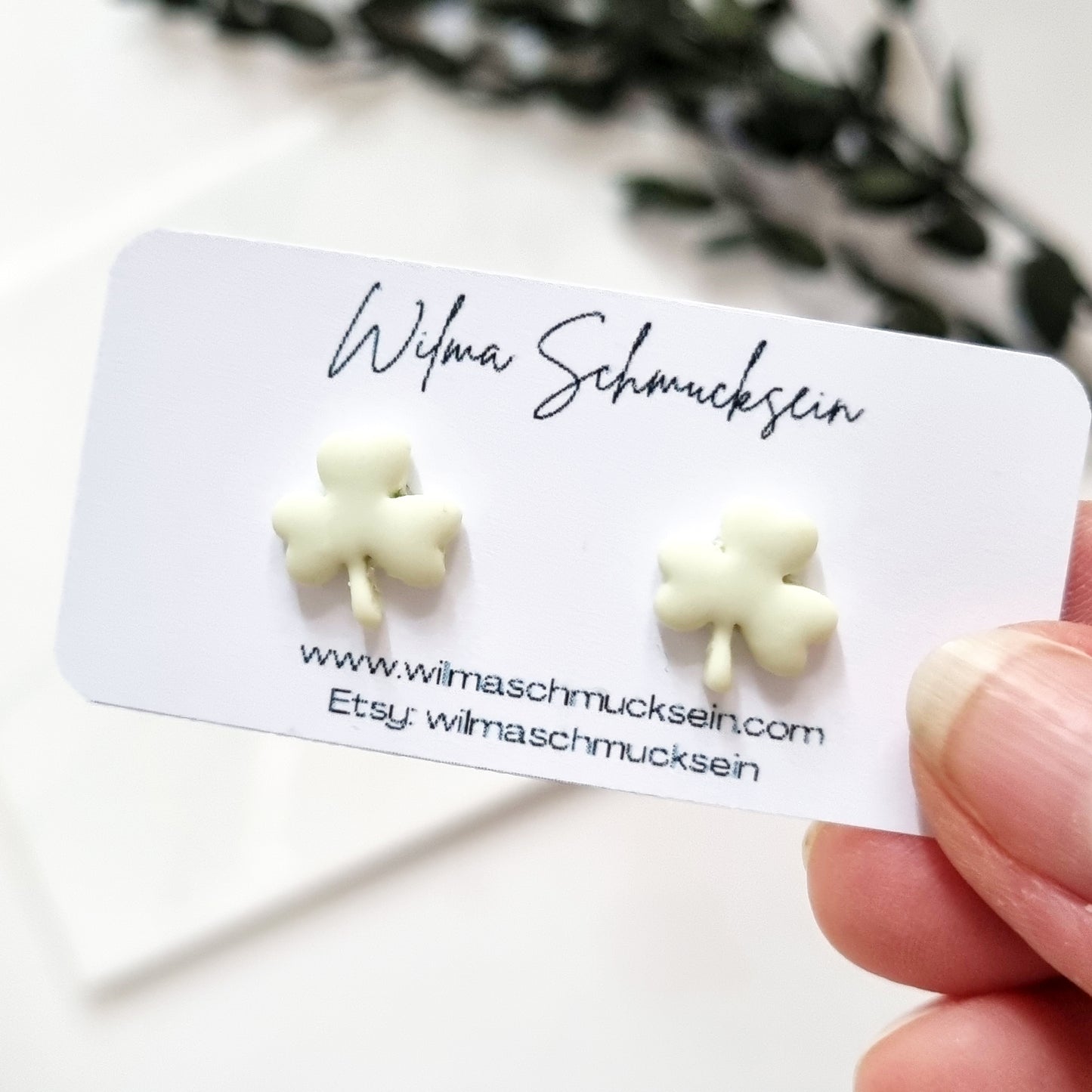 Polymer Clay Ohrstecker Kleeblatt