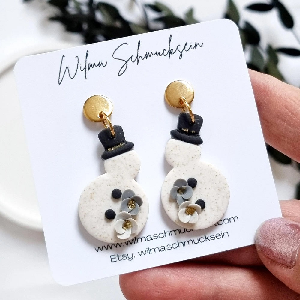 florale Schneemann Ohrringe