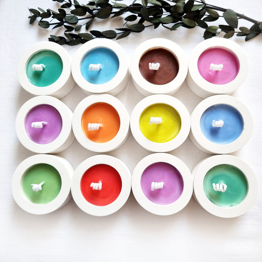 kleine bunte Geschenkkerzen aus Sojawachs