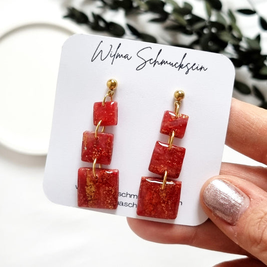 Polymer Clay Ohrstecker Rot Gold
